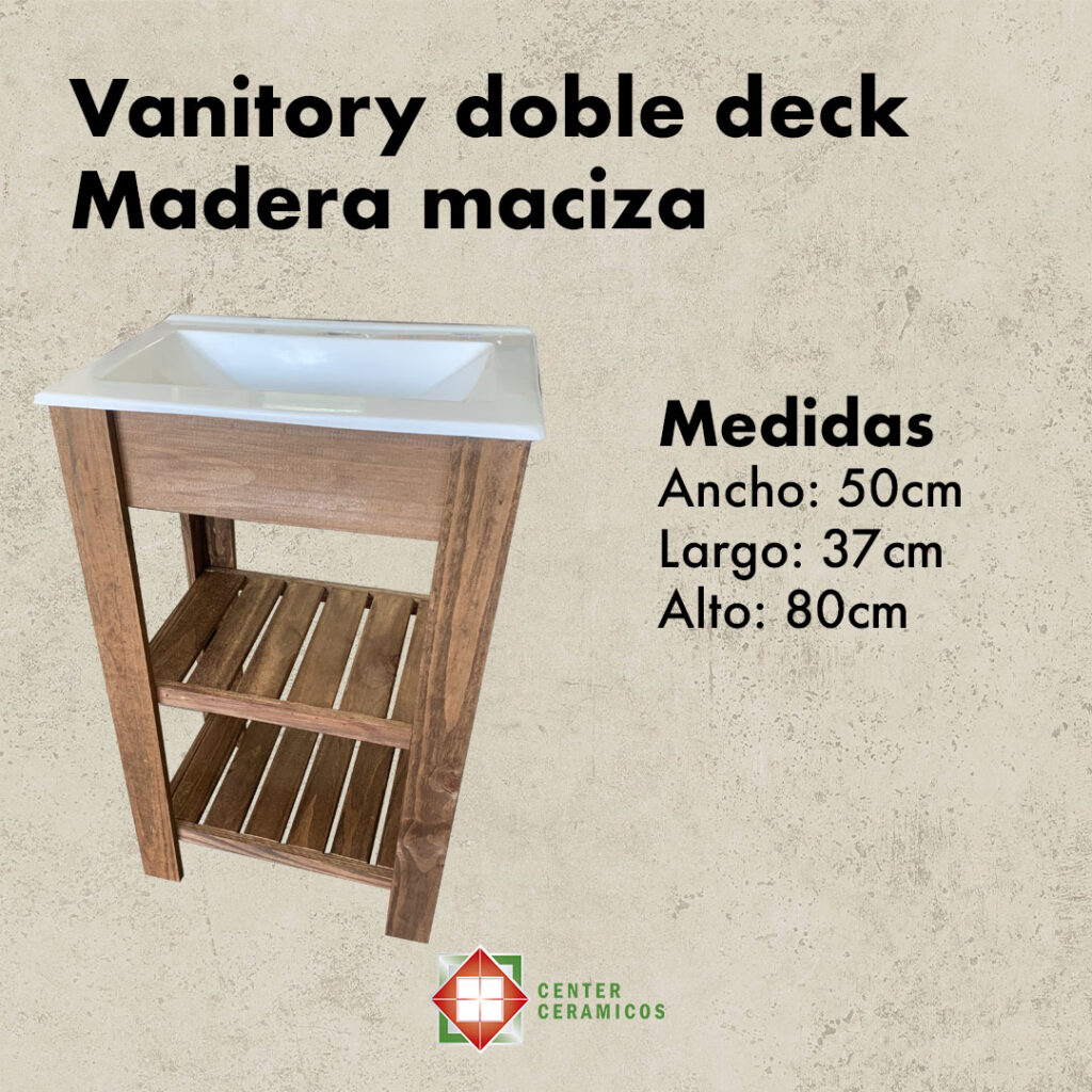 Vanitory Madera Maciza Doble Deck 50cm Center Cerámicos