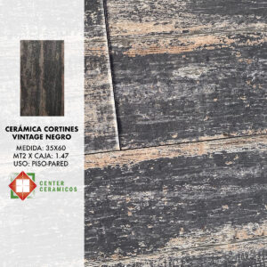Cerámica Cortines Vintage Negro 35×60