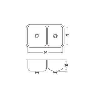 Mi Pileta Bacha de Cocina Doble Linea Lujo 71x37x20 COD: 406