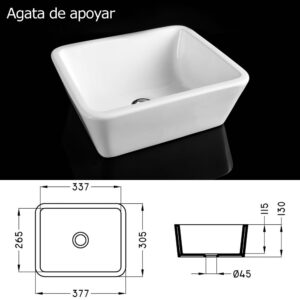 Cordenons Bacha Agata Rectangular de Apoyar 37×35