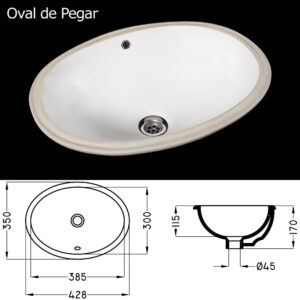 Cordenons Bacha Oval Lisa de Pega Bajo Mesada