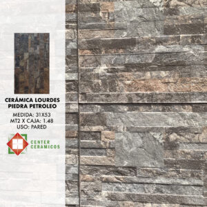 Cerámica Lourdes Muro Piedra Petroleo 31×53