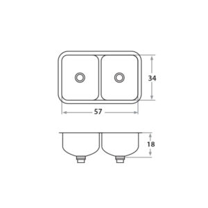 Mi Pileta Bacha de Cocina Doble 57x37x18 Mod: 344