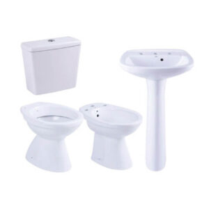 Combo Roca Italiana Completo Inodoro Corto-Depósito-Bidet 1 Agujero-Lavatorio 1 agujero