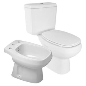 Combo Inodoro Largo-Depósito de Apoyo-Bidet 1 Agujero Roca Monaco