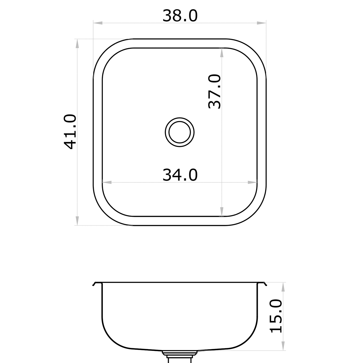 MI PILETA BACHA SIMPLE ECONOMICA 34X37X15 MOD 102EC