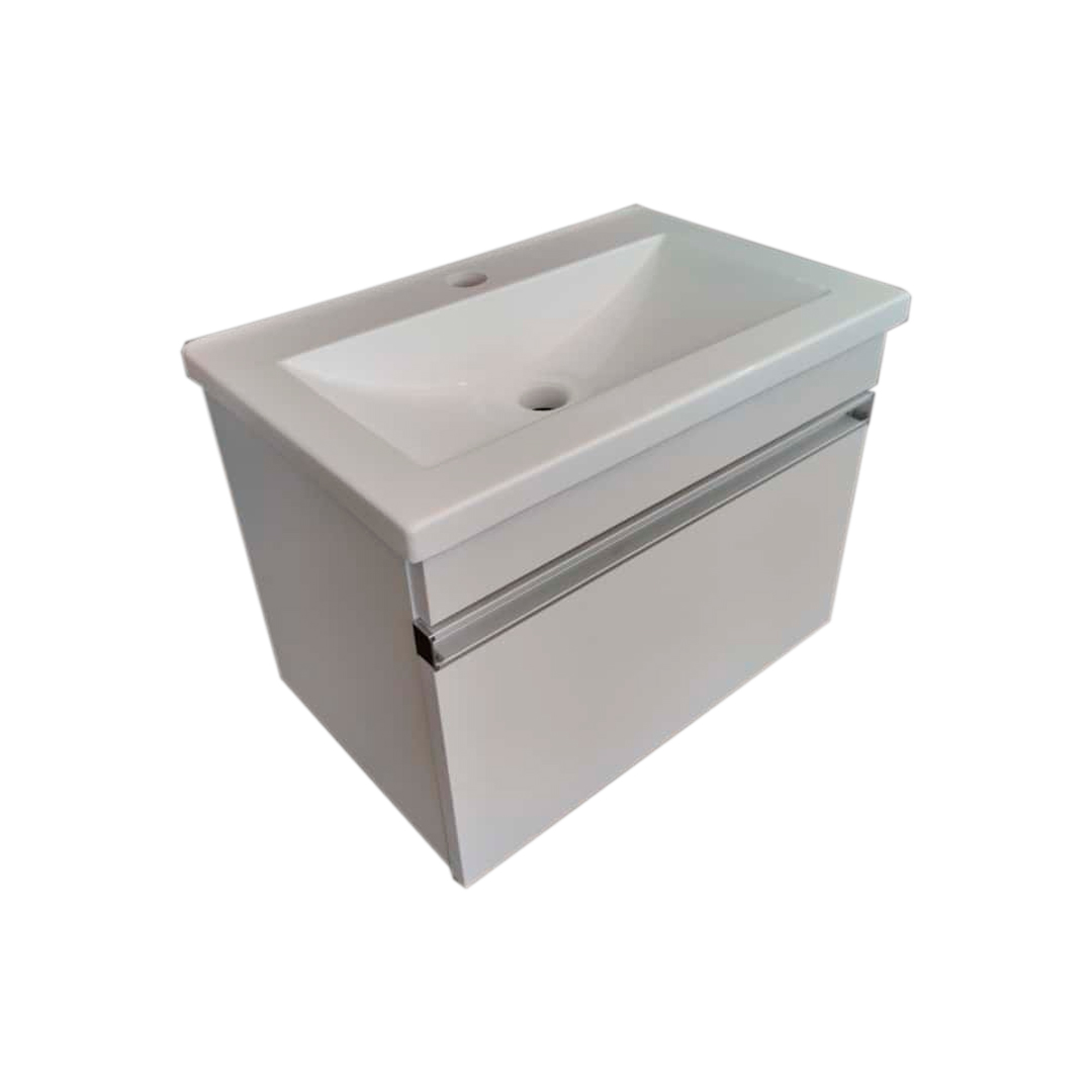 VANITORY ITAR CHALTEN 50CM BCO DE COLGAR + MESADA BCO DE MARMOLINA ITAR 1 AGUJERO 50CM