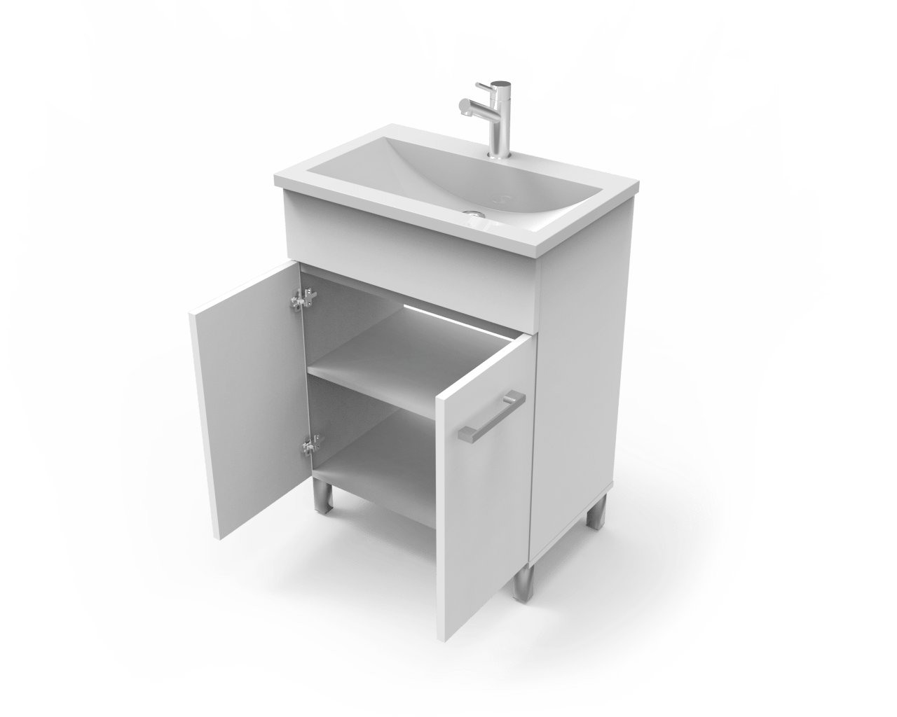 VANITORY ITAR CLASSIC BLANCO DE PIE 50CM + MESADA BCO DE MARMOLINA ITAR 1 AGUJERO 50CM