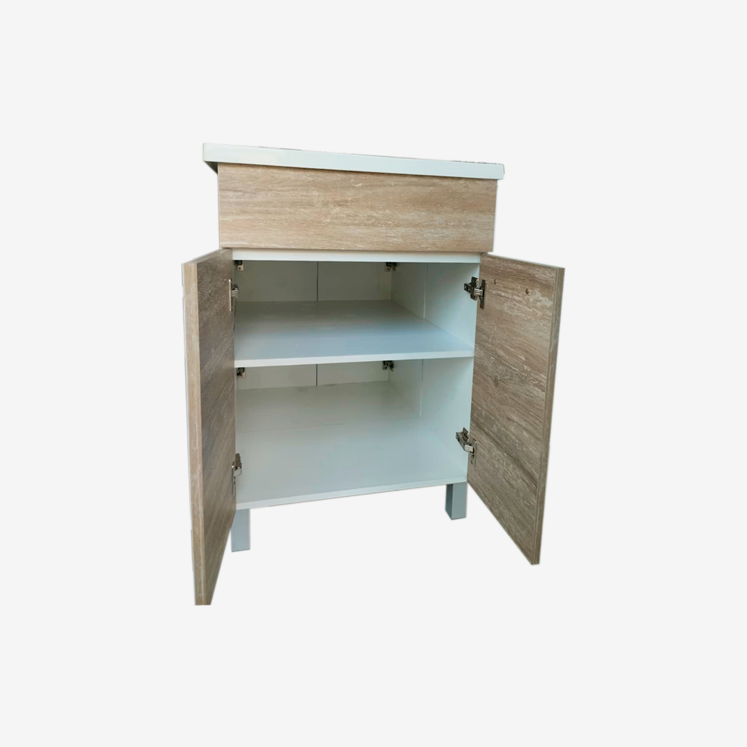 VANITORY ITAR CLASSIC PRAGA DE PIE 50CM + MESADA BCO DE MARMOLINA ITAR 1 AGUJERO 50CM