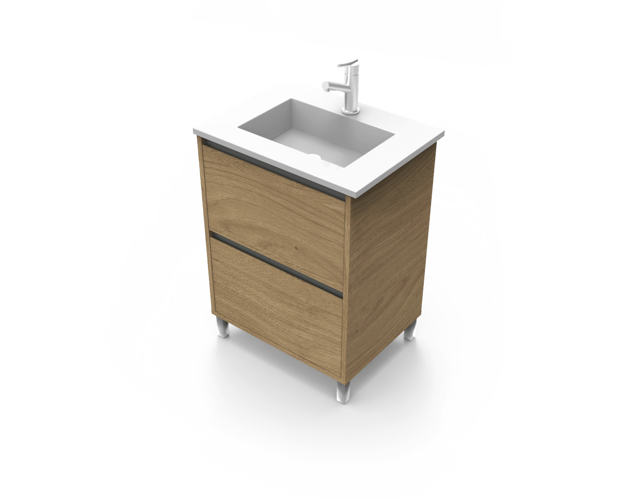 VANITORY ITAR NIZA KENDALL DE PIE 60CM + MESADA BCO DE MARMOLINA ITAR 1 AGUJERO 60CM